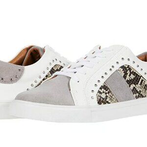 Steve Madden - Annita Court Fashion Sneaker - White Grey Snakeprint - Size 8